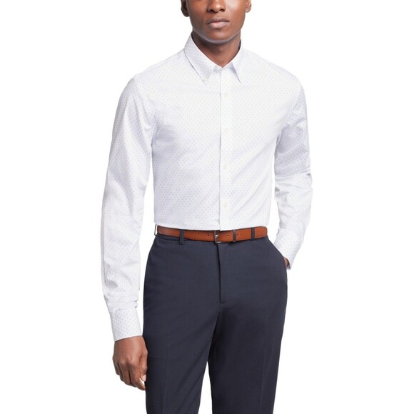 Tommy Hilfiger Men's Th Flex Slim Fit Stretch Dress Shirt, Blue, 14.5 32/33US - Picture 1 of 1